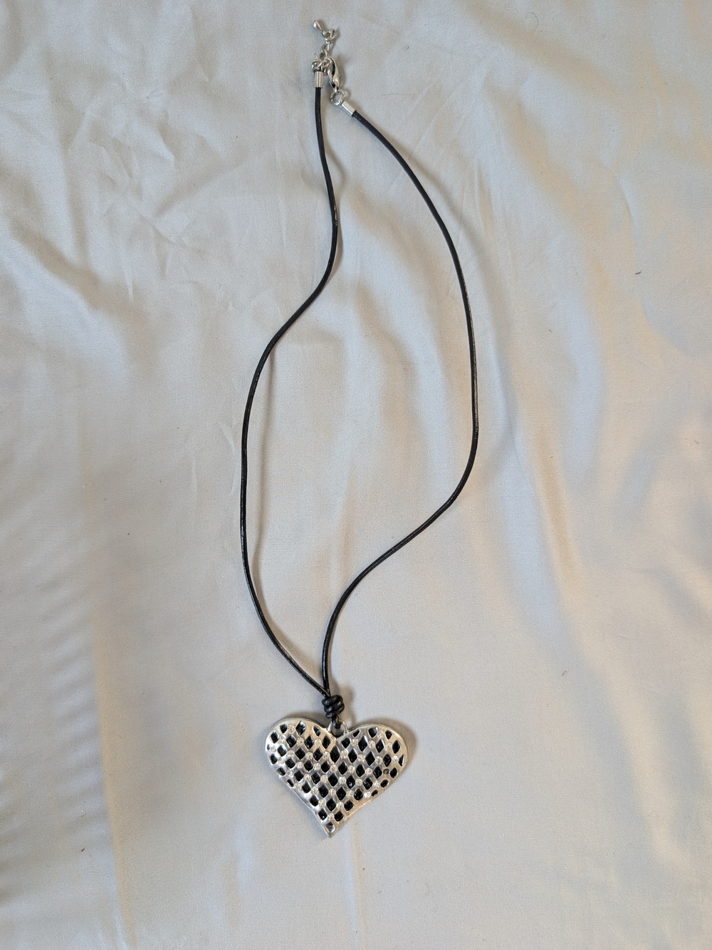 Heart Pendant Necklace with Black Cord
